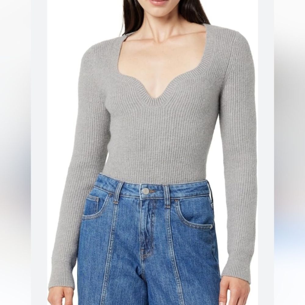 The Drop Women's Preston Ribbed Sweetheart Sweater Size Large NWT